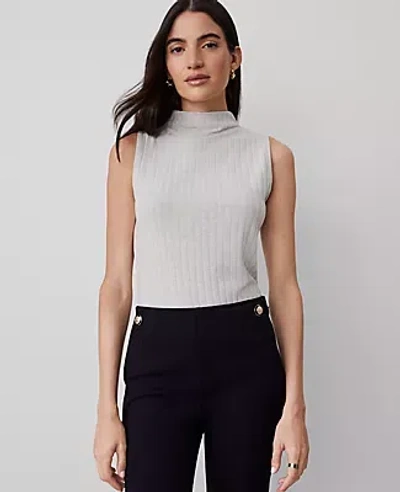 Ann Taylor Sleeveless Mock Neck Top In Neutral Beige Heather ModeSens
