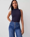 Ann Taylor Sleeveless Mock Neck Top In Night Sky