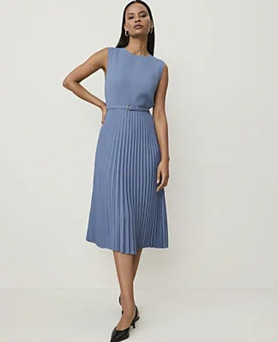 Ann Taylor Sleeveless Pleated Midi Dress In Cool Dusk