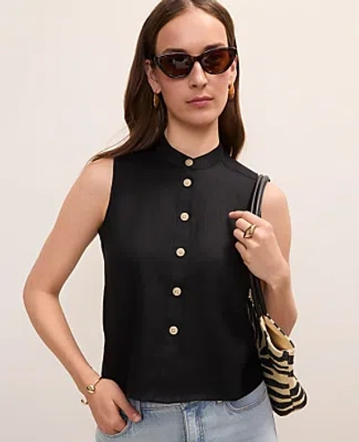 Ann Taylor Sleeveless Shirt In Black