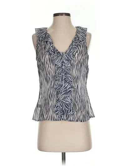 Pre-owned Ann Taylor Sleeveless Silk Top Gray Plunge Neckline Tops