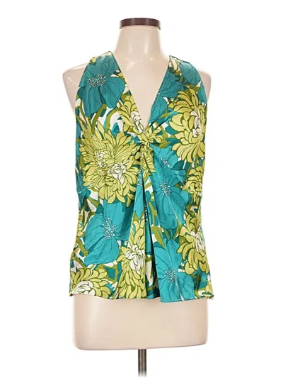 Pre-owned Ann Taylor Sleeveless Silk Top Green Halter Neckline Tops