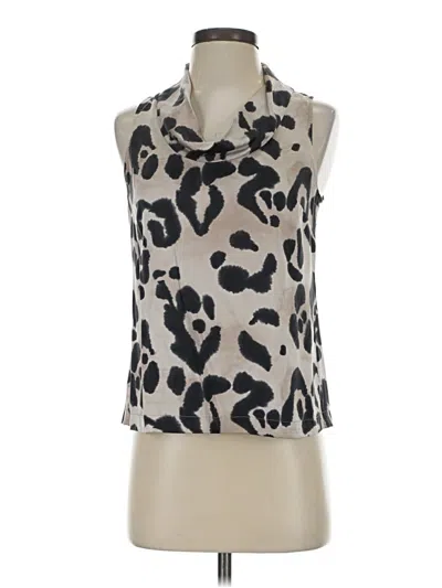 Pre-owned Ann Taylor Sleeveless Silk Top Silver Cowl Neck Tops