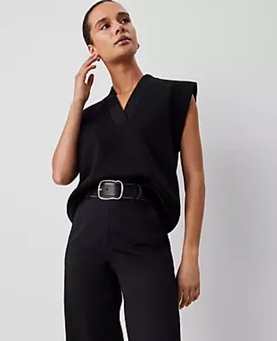 Ann Taylor Sleeveless Sweatshirt Top In Black