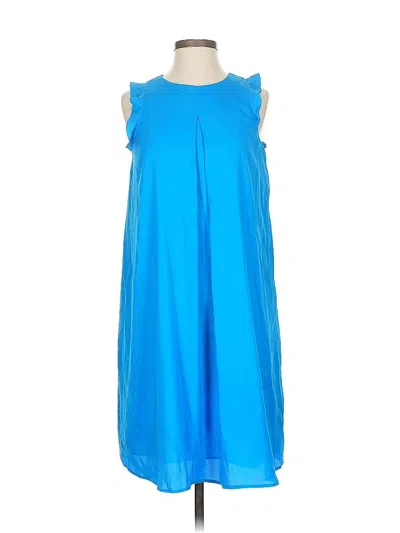 Ann Taylor Sleeveless Top Blue Cold Shoulder Neckline Tops