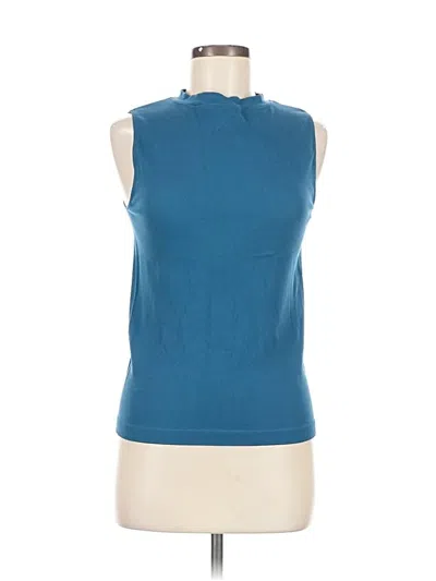 Pre-owned Ann Taylor Sleeveless Top Blue High Neck Tops