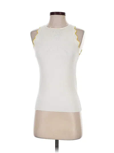 Pre-owned Ann Taylor Sleeveless Top Ivory Halter Neckline Tops In White