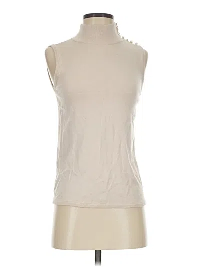 Pre-owned Ann Taylor Sleeveless Top Ivory High Neck Tops