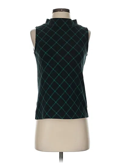 Pre-owned Ann Taylor Sleeveless Top Teal Argyle Pattern Turtleneck Tops In Blue