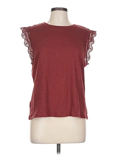 Pre-owned Ann Taylor Sleeveless T-shirt In Burgundy
