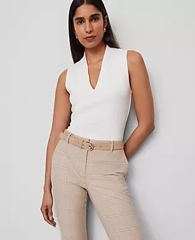 Ann Taylor Sleeveless V-neck Top In White