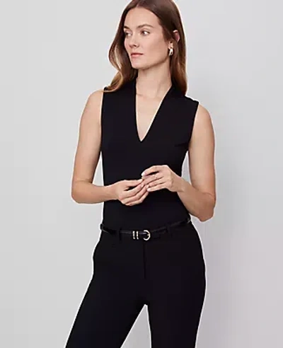 Ann Taylor Sleeveless V-neck Top In Black