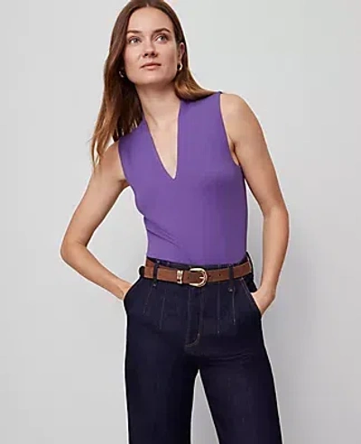 Ann Taylor Sleeveless V-neck Top In Purple