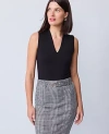 Ann Taylor Sleeveless V-neck Top In Black
