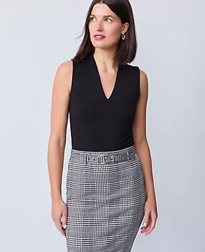Ann Taylor Sleeveless V-neck Top In Black