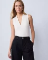 Ann Taylor Sleeveless V-neck Top In White