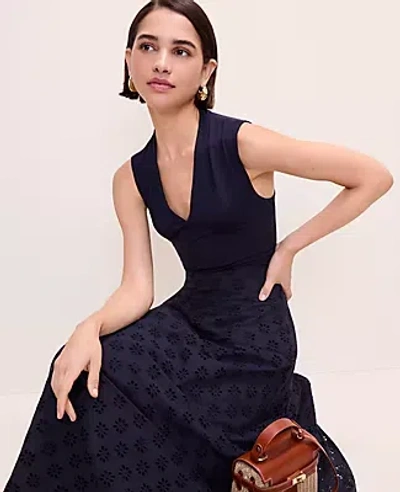 Ann Taylor Sleeveless V-neck Top In Black