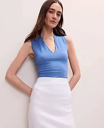 Ann Taylor Sleeveless V-neck Top In Blue