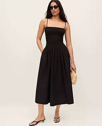 Ann Taylor Smocked Flare Maxi Dress In Black
