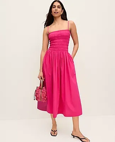 Ann Taylor Smocked Flare Maxi Dress In Pink