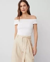 Ann Taylor Smocked Off-the-shoulder Top In White