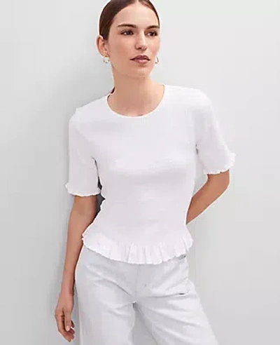 Ann Taylor Smocked Ruffle Trimmed Top