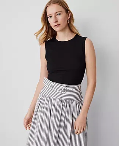 Ann Taylor Smocked Shell Top In Black