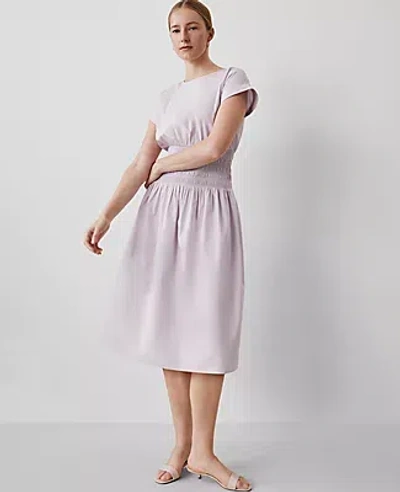 Ann Taylor Smocked-waist Midi Flare Dress In Orchid Hush