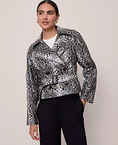 Ann Taylor Snake Print Belted Trench Coat