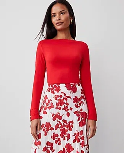 Ann Taylor Snap Cuff Top In Bright Cherry