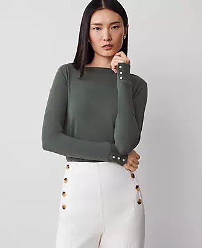 Ann Taylor Snap Cuff Top In Dried Cilantro