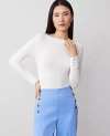 Ann Taylor Snap Cuff Top In Winter White