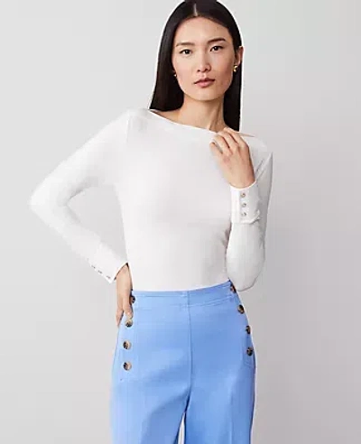 Ann Taylor Snap Cuff Top In Winter White