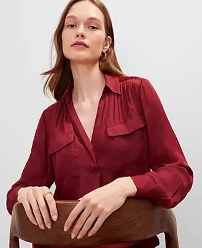 Ann Taylor Soft Drapey Camp Shirt In Red