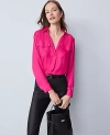 Ann Taylor Soft Drapey Camp Shirt In Pink