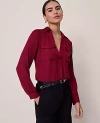 Ann Taylor Soft Drapey Camp Shirt In Red