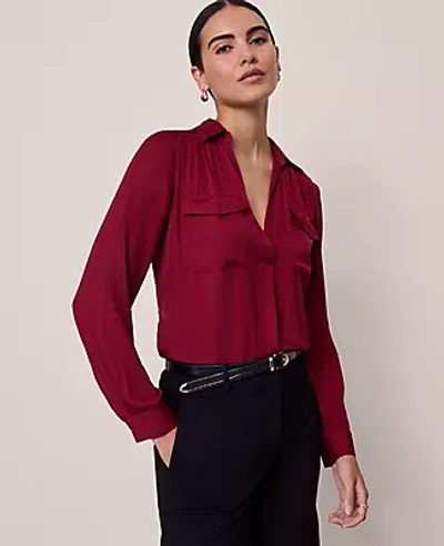Ann Taylor Soft Drapey Camp Shirt In Red