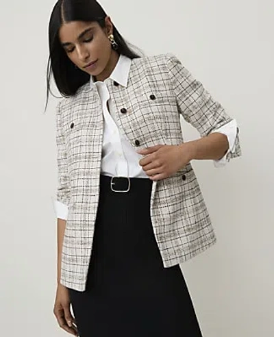 Ann Taylor Split Hem Jacket In Whipped Cream Multi