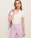 Ann Taylor Split Neck Blouse In White