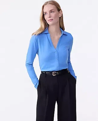 Ann Taylor Split Neck Button Down Shirt