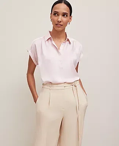 Ann Taylor Split Neck Popover Top In Potpourri