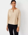 Ann Taylor Split Neck Shoulder Button Popover Top In Baguette