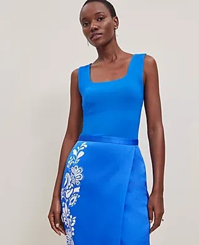 Ann Taylor Petite Square Neck Tank Top In Blue