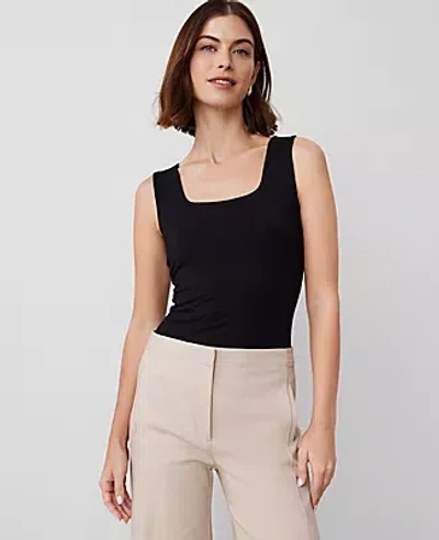 Ann Taylor Square Neck Tank Top In Black