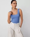 Ann Taylor Square Neck Tank Top In Colony Blue