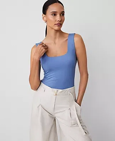 Ann Taylor Square Neck Tank Top In Colony Blue