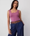 Ann Taylor Square Neck Tank Top In Rosy Mauve