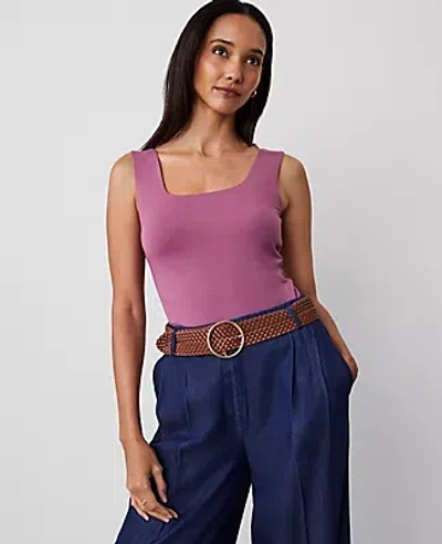 Ann Taylor Square Neck Tank Top In Rosy Mauve