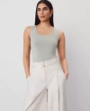 Ann Taylor Square Neck Tank Top In Seagrass