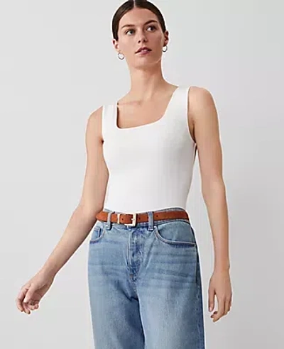 Ann Taylor Square Neck Tank Top In Winter White